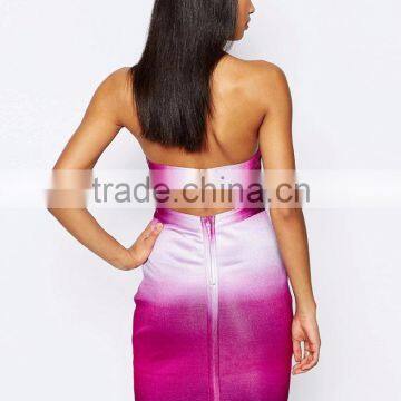 MGOO Customized Couture Bandage Dress In Tie Dye Strapless Midi Bodycon Club Dress One Piece Sinkly photo-5