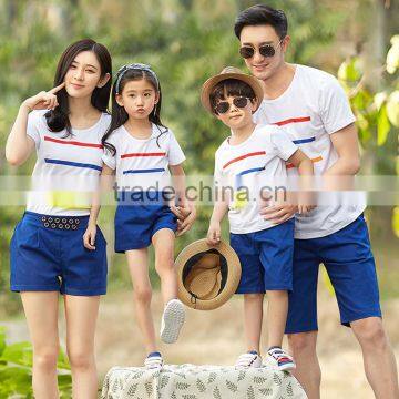 latest family matching clothing stripe wihte t shirt family set clothes