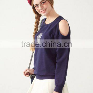 Sexy High Quality Printing Wholesale Women off Shoulder Sweatshirt photo-2