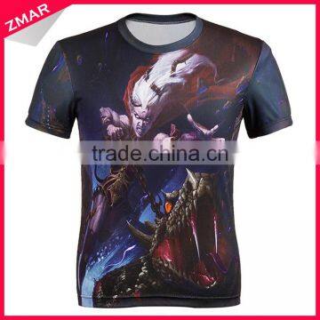 Sublimation print custom design 92% polyester 8% spandex mens t shirt