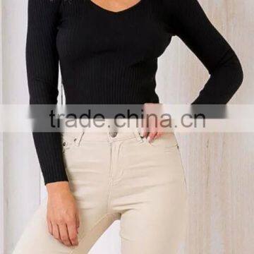 Runwaylover EY2350B Sexy Deep V-Neck Ladies Fashion Halter Tight T-Shirts photo-4