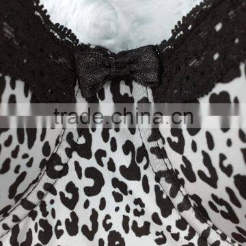 Mature Women Underwear Body Suit Corset Leopard Prints G-string Set OEM photo-4