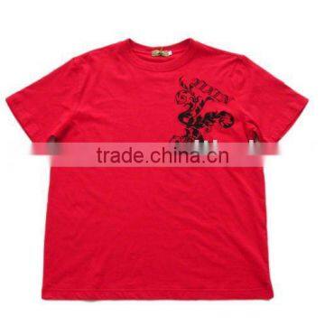 Red Crew Neck Men's Printed T-Shirt