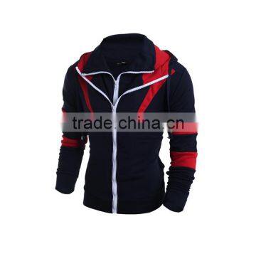 man hoodie zipper cardigan constract color winter sweatshirt hoodie