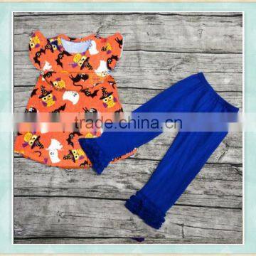 Kids halloween costumes flutter sleeve top and bule pants girls costumes halloween