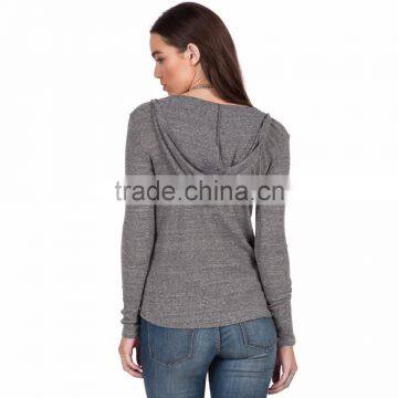 2017 Stylish Customized Lightweight Grey Knitted Hoodies for Women photo-2