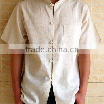 Flax short sleeve shirt leisure of big yards