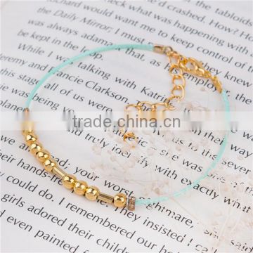 New Fashion Green Terylene Cord Gold Plated Copper Morse Code " BFF " Bracelets