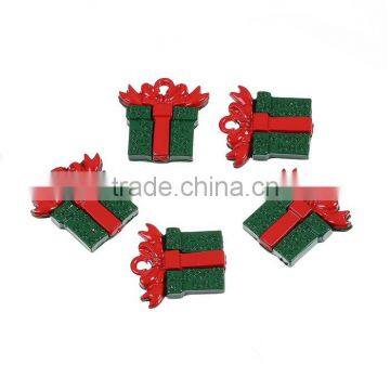 Zinc Based Alloy Christmas Charms Gift Box Green Red Painting