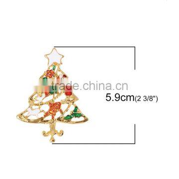 Pin Brooches Christmas Tree Gold Plated Red & Green Enamel Christmas Brooch photo-2