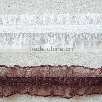 sheer lace elastic with gauze, organza and tulle edge