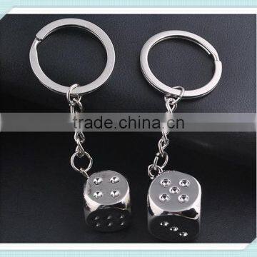 3D Dice Keychains Novelty Metal Keyrings Gifts