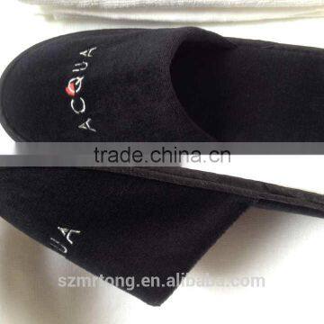 hotel customized velour slippers black and white color