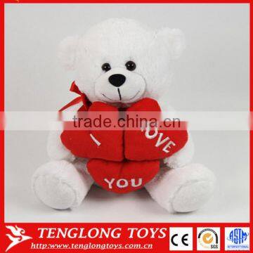 White stuffed plush valentines teddy bear wholesale