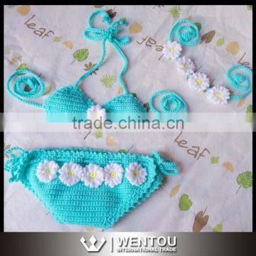 Hot Sale Three Pieces Daisy Baby Crochet Swimwear