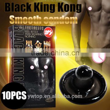 Black King Kong 10PCS Latex Smooth Black Condoms Preservativos Condones