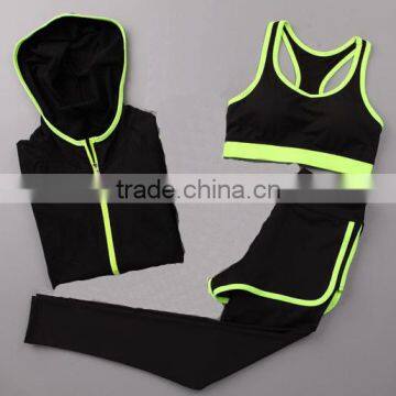 Casual Sportswear Women Latest Design fluorescent green brim yoga leggings &bra