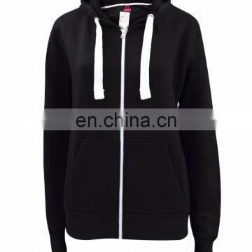 Ladies plain zipper hoddie with cangaro pocket