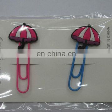 lovely custom umbrella logo soft pvc bookmark for kids