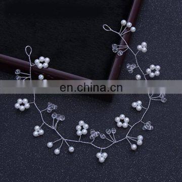 Fashion Bride Handmade Long Headband Pearl Headdress Accessories