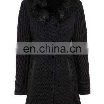 AW fashional lady's faux fur collar quilted coat