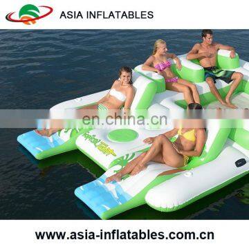 Floating Water Lounge Raft Inflatable Swimming Looating Island Inflatable Water Floating Bar With Tent photo-2