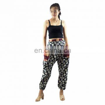 NAPAT Printed Cotton Women Harem Pants Casual Woven Waist Baggy Pants Trousers for Women