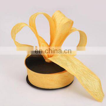 flower gift wrapping golden ribbon organza custom made ribbon