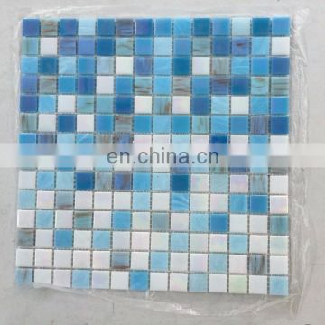 mixed blue colors square glass mosaic tile for swimming pool