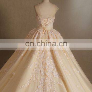 Real Photo Silver Wedding Dress Heavy Lace Wedding Gown photo-4