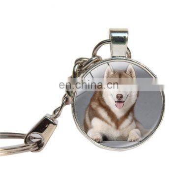 Schnauzer Dog Keychain Glass Cabochon Husky Corgi Lovely Dog Key Ring Glass Dome Pet Custom Photo Key Chains Jewelry Key Holder photo-4