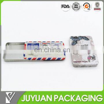 Small metal candy tin boxes with slide lid chewing tin boxes