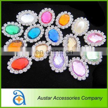 17x21mm Oval Acrylic Rhinestone Button cluster Embellishment Various colors for wholesale