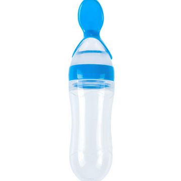 Food Grade BPA Free Emulate Silicone Baby Feeding Bottle with Spoon Food Feeder