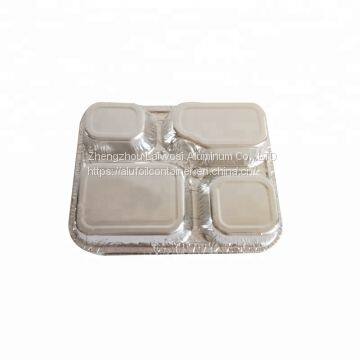 Food Lunch Box 4 Compartment Rectangular Disposable Aluminum Foil Container photo-2