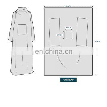 TEX-CEL Premium Fleece Plaid Adult Wearable Hooded Throw Blanket With Sleeves photo-6