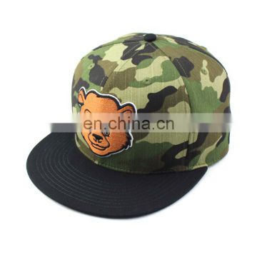 blank camo snapback hats,camo cotton snapback cap,6 panel flat bill cap