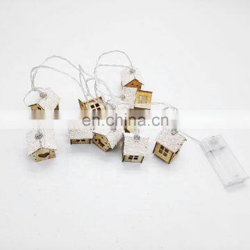 10LED String Wooden Christmas House Lights Hanging For Christmas Decoration Battery Operated photo-5