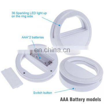 Wholesale 36 Leds Selfie Ring Light 3 Light Modes Portable Clip on Phone Make up Light With Removable Battery photo-4