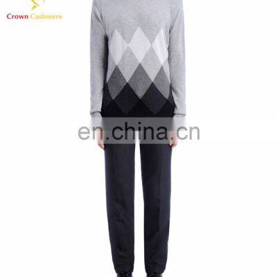 Men's Color Block Knitted Cashmere Pullover Sweater photo-3