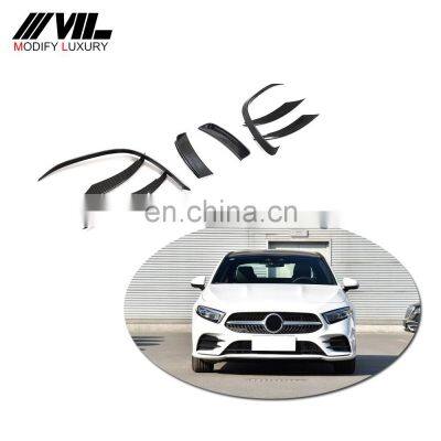 Real Popular Dry Carbon Fiber Front Bumper Fog Light Cover Splitter Canard for Mercedes Benz A Class A200 A220 A250 2019-2020