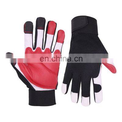 HANDLANDY Full grain goatskin leather palm with SBR padded goatskin leather work gloves Mechanics gloves Construction gloves