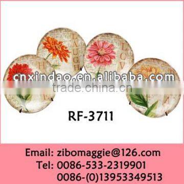 Promotional European Style Decorative Unglazed Ceramic Plate with Flower Design