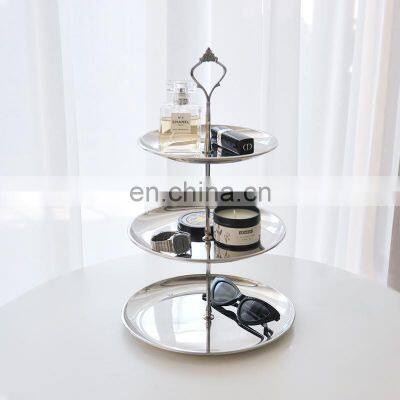 Storage Trays 3 Tiered Round Stainless Steel Trinket Perfume Jewelry Vanity Modern Nordic Luxury Key Decor Metal Storage Trays