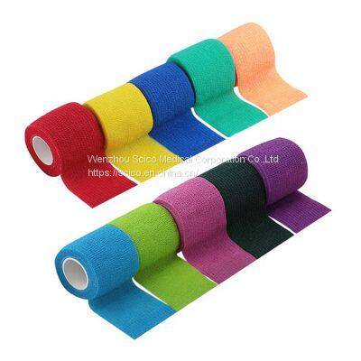 5cmX4.5m Amazon Top Seller Medical First Aid Nonwoven Cohesive Elastic Bandage With Natural Rubber photo-2