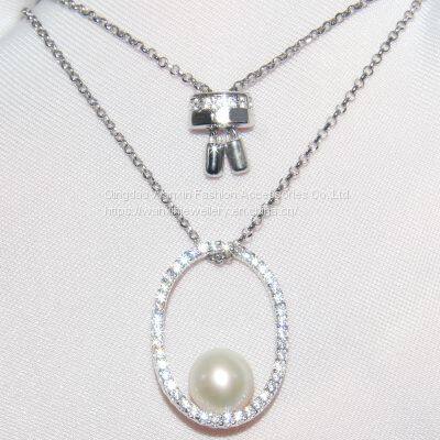 S925 Sterling Silver Necklace Women's Pearl Collar Chain photo-4