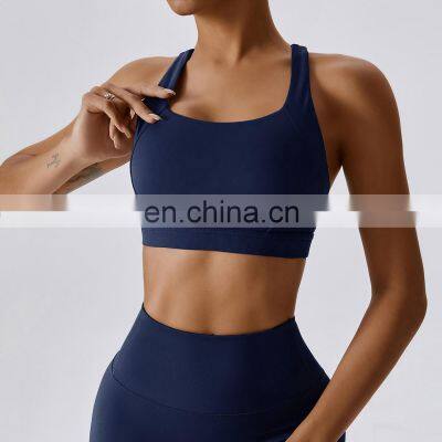 Cross Back Recyclable Yoga Sexy Bras Factory Sales Women Square Neck Sports Tank Tops photo-4