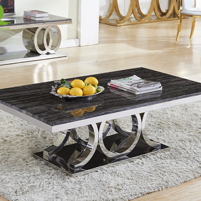 Wholesale Party Furniture Stainless Steel Marble Top Banquet Coffee Table