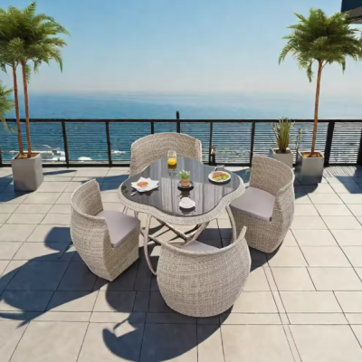 Outdoor Garden Set Rattan Luxury Dining Table Set