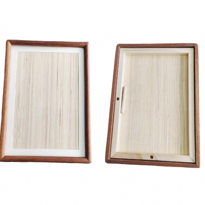 A4 29.7*21 cm Golden Color Rice Paper High Quality Entandrophragma Cylindricum Wooden Frame photo-5